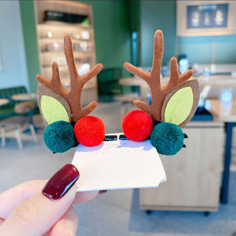 Serre-tête en bois d'élan pour filles, épingle à cheveux, serre-tête de dessin animé, décoration de noël, Super mignon, 2022: Color the ball B