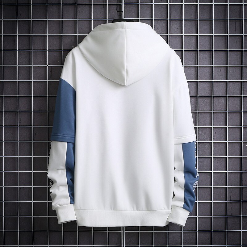 Men Preppy Style Casual White Hooded Hoodies Simple Running Pullover Boyfriend Sweatshirt Male Korean Autumn Loose Cotton Hoodie