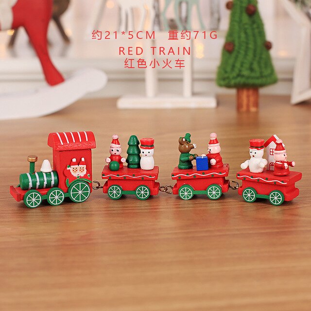 Træ juletog mini jul rekvisitter børnehaven juledekoration festival dekorativ: Rød