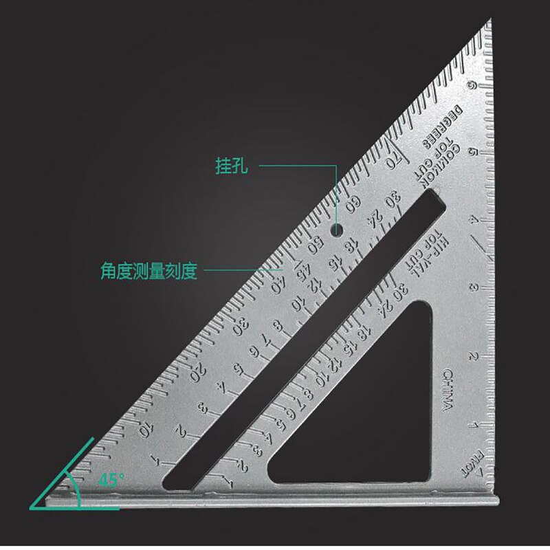 Regla triangular de 90 grados para carpintero, herramienta de medición de escuadra, aleación de aluminio