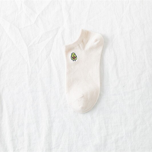 Fasahion Spring And Summer Women's Socks Cute Avacado Embroidery Green Set Socks Casual Socks Short Cotton Socks: 506007