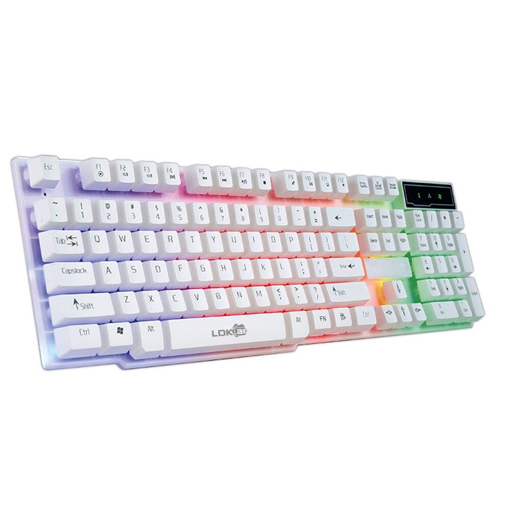 Colorful Crack LED Illuminated Backlit USB Wired PC Rainbow Gaming Keyboard Desktop Office Entertainment For Laptop Pc Gamer: WH