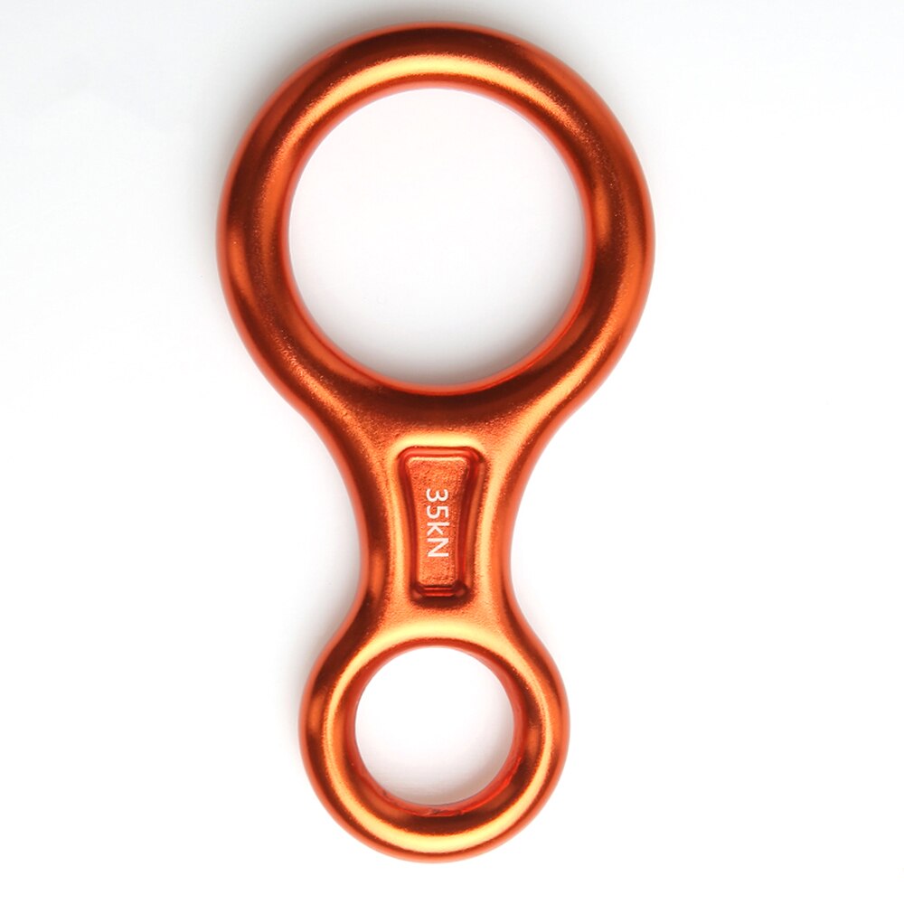 Outdoor Rock Climbing Descender 35KN Figure 8 Word Rope Descender Rappel Ring Downhill Eight Ring Rappelling Gear Belay Device: orange