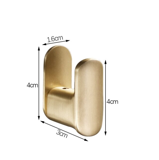 Geborsteld Goud Jas Haak Badkamer Muur Haak Deur Terug Haak Enkele Jas Haak Wc Handdoek Haak Messing Materiaal: 1pcs