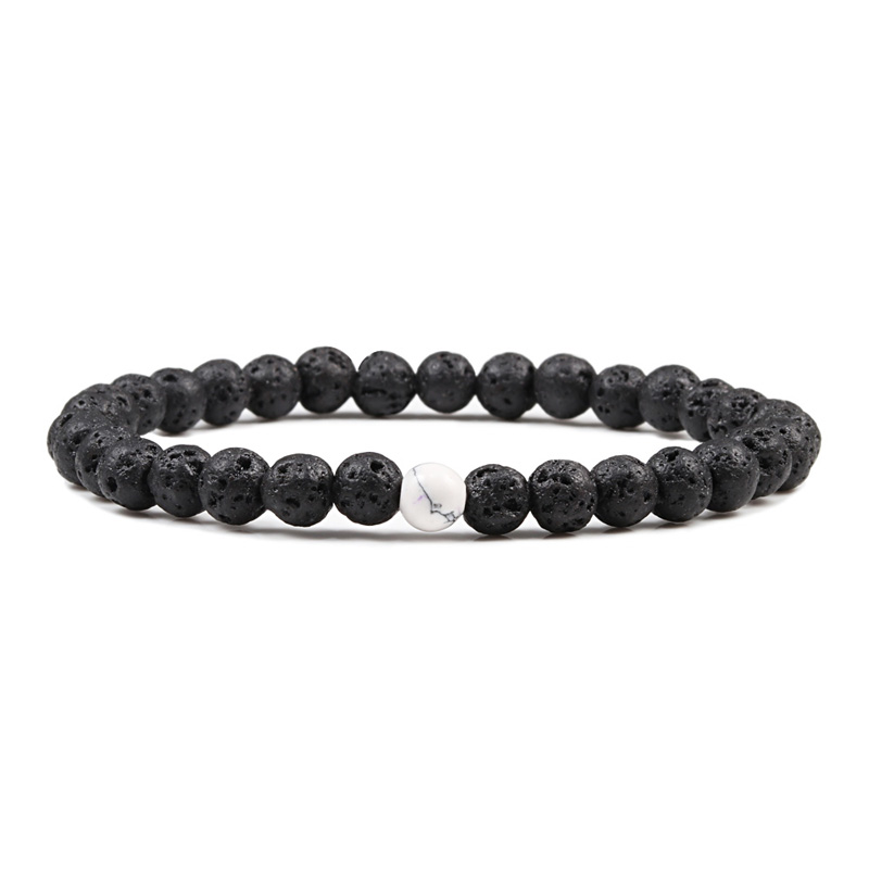 Pulseras de distancia para parejas de piedra de Lava de para hombres, brazaletes de cuentas de Yin Yang blancos y naturales para mujeres, amigas, Pulseira: lava-white