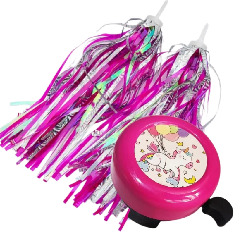 1 Set Fietsbel & Streamers Fiets Pinwheel voor Kinderen Kleurrijke Kinderfiets Decor Accessoires Perfect Kerstcadeau: WHITE