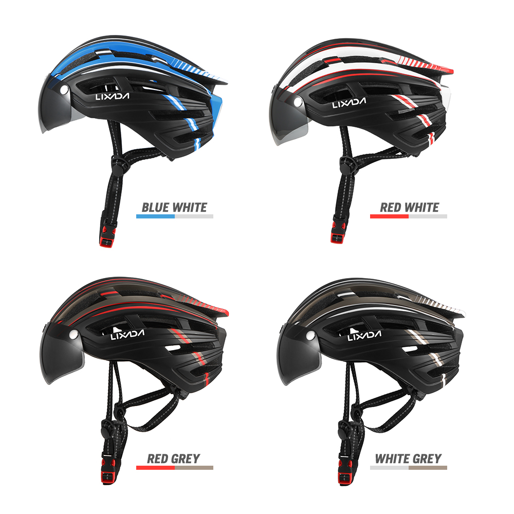 Lixada mountainbikehelm, motorhelm met achterlicht, afneembaar magnetisch vizier, uv-beschermende fietshelmen voor mannen en vrouwen.