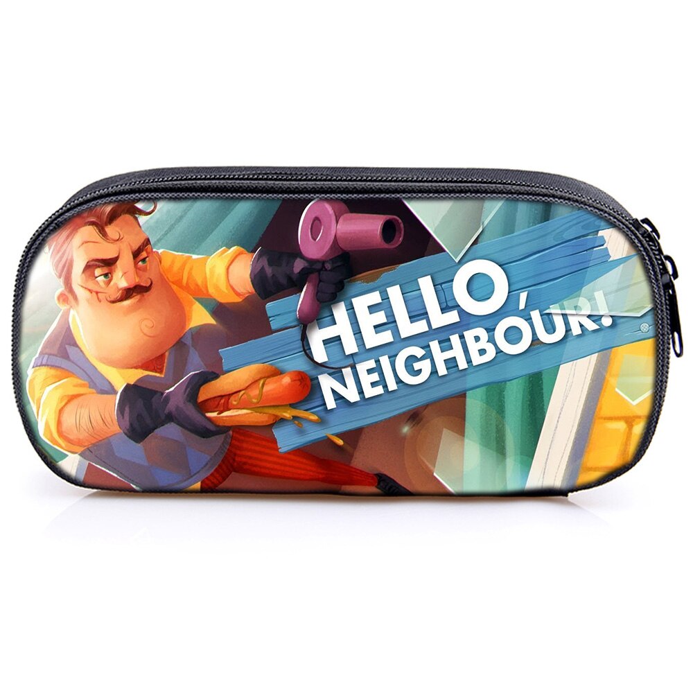 Cute Hello Neighbor Kids Pencil Case Cute Stationery Box Students Boys Girls Makeup Bags: 2