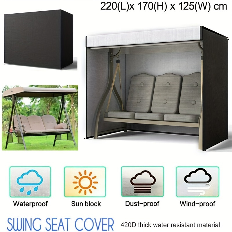 Overtræk til 600d terrassegynger, vandtæt gyngeovertræk til 3 personer, hængekøje, glidende baldakin, udskiftningsovertræk til slidstærkt uv-bestandigt vejrbestandigt