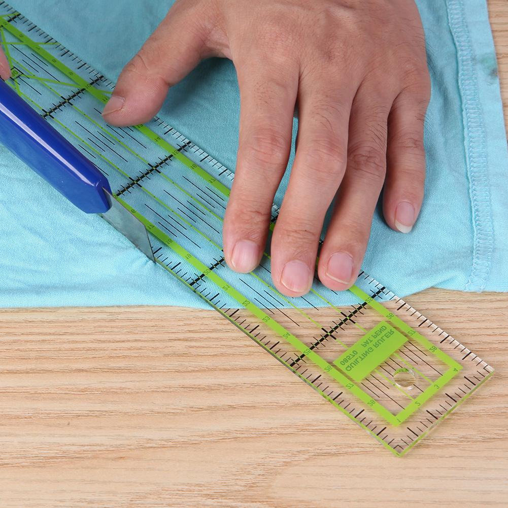 Regla de doble color para pies de retales, regla de Metro de sastre para corte de edredones DIY, herramientas de costura hechas a mano, regla de dibujo de papelería de 5x30 cm