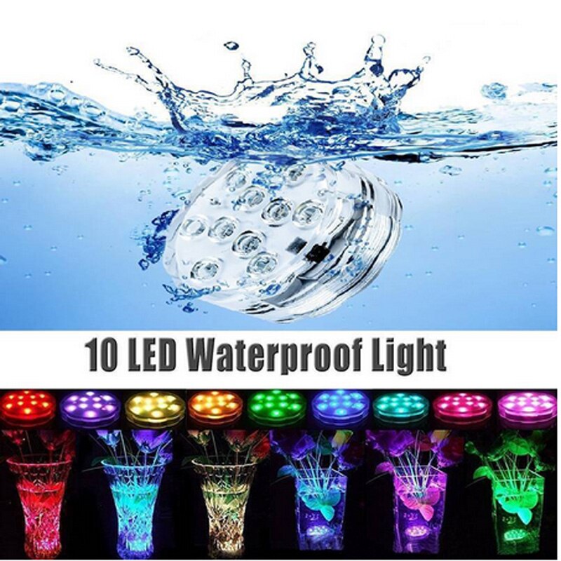 13 lediä 10 lediä uima-altaan valot kaukosäätimellä rgb sukellusvalo kestävä led-lamppu kannettava vedenalainen yövaloakku