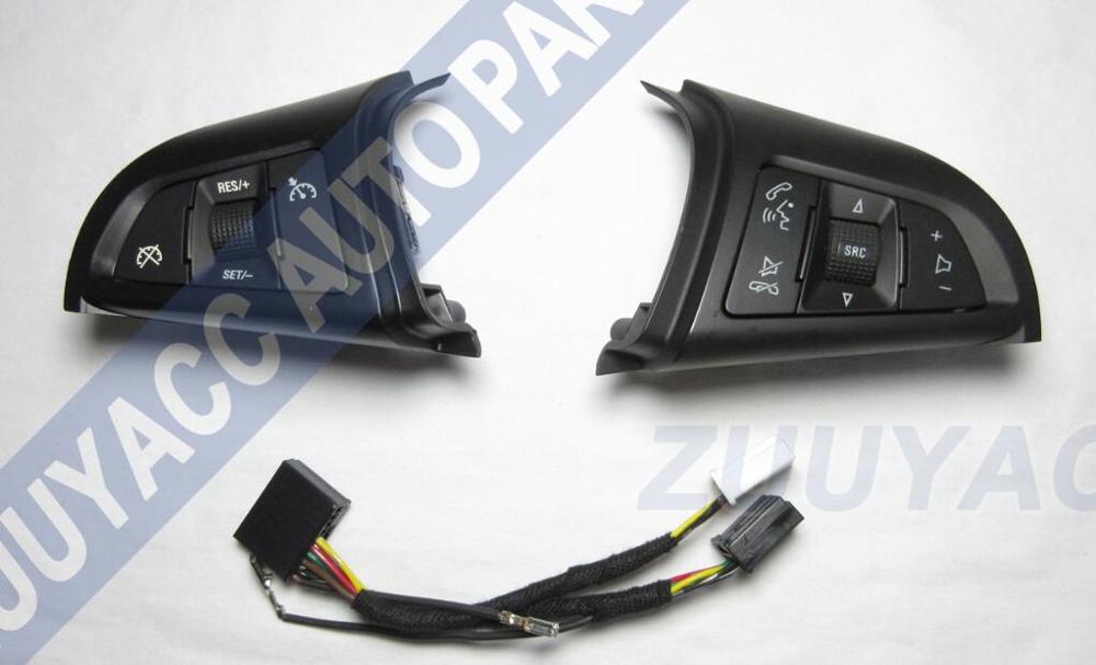 Steering Wheel Bluetooth Audio Cruise Control Switch for Chevrolet Cruze 09-14: Black Set