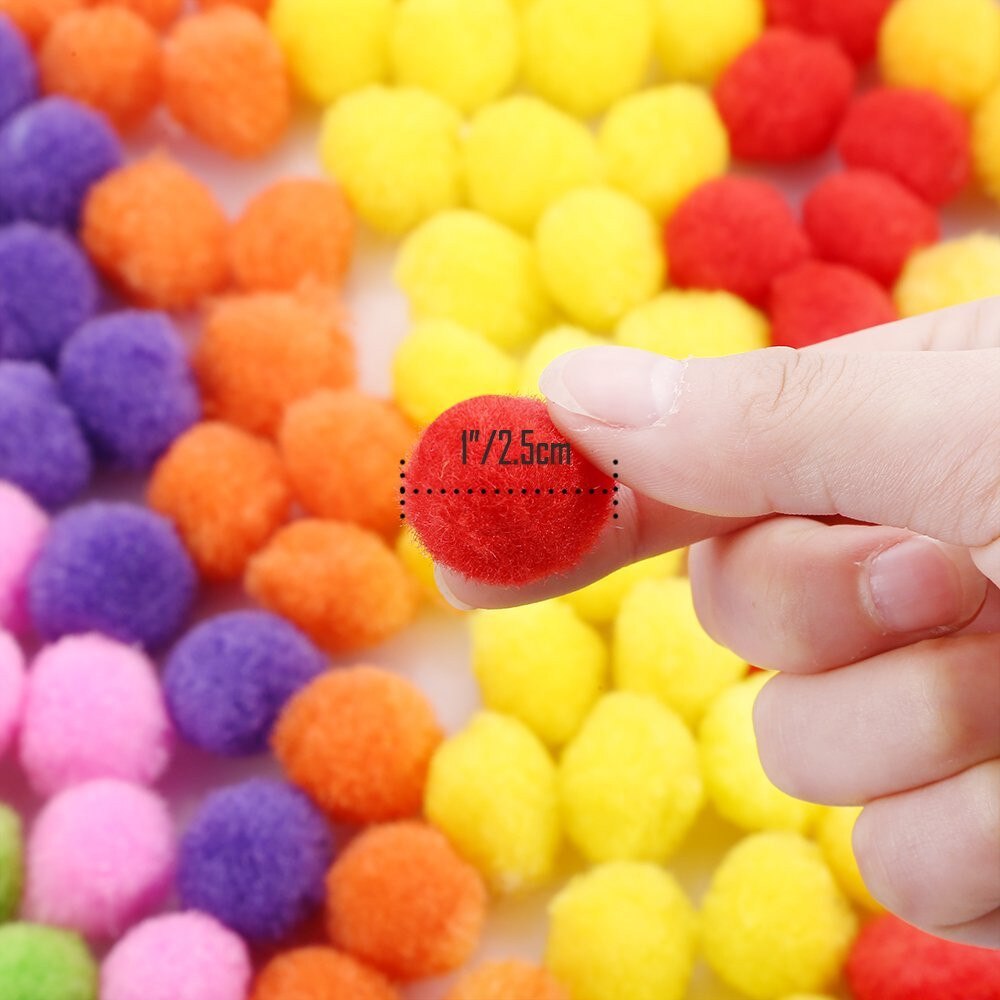 Caydo 100 Pieces 1 Inch Pom Poms for Hobby Supplies and DIY Crafts