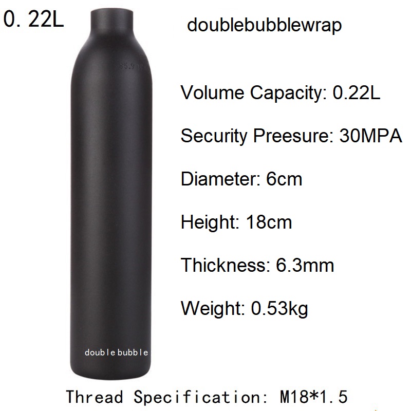 Tanque de botella de aluminio de 0,22l-0,5l, cilindro de tanque de 4500 PSI, planta de acuario de buceo, tanque de CO2, rosca de tanque de oxígeno de buceo M18 * 1,5: Blanco