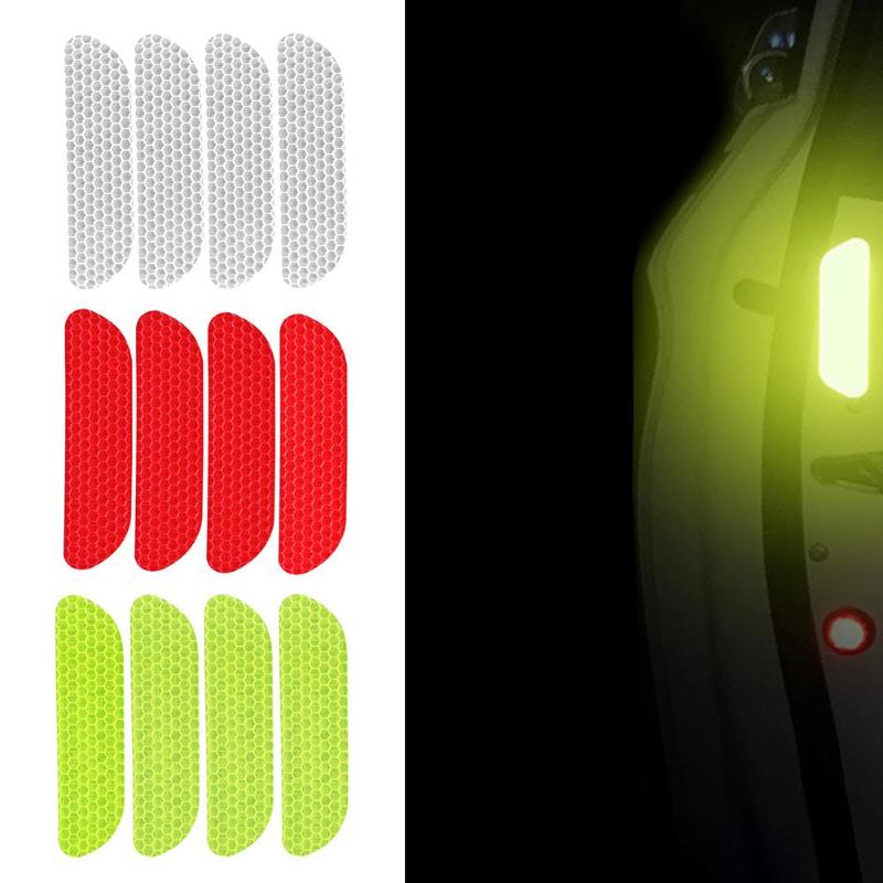 4Pcs/set Car Door Stickers Universal Safety Warning Mark OPEN High CRV Reflective Strips Door Warning Reflective Stickers