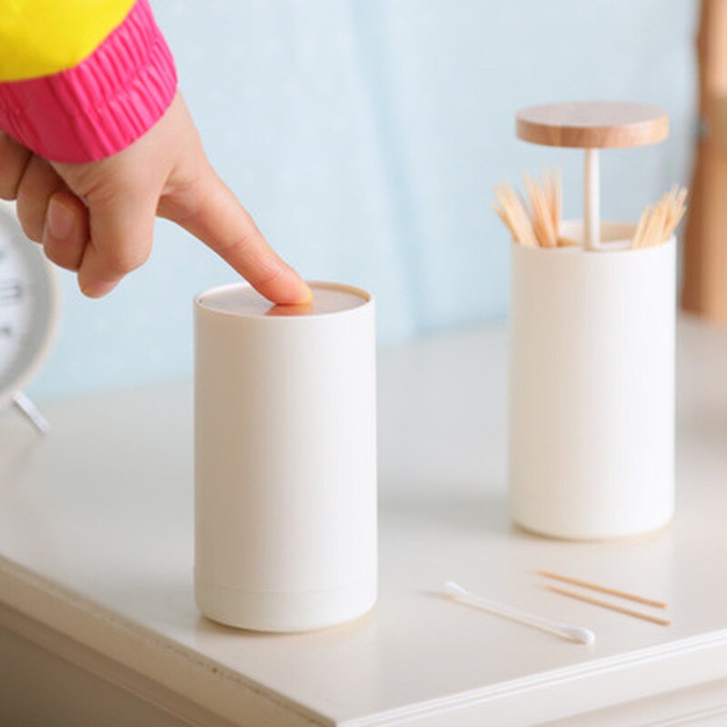 Houten Draagbare Tandenstoker Houder Keuken Accessoires Creatieve Push-type Restaurant Home Opbergdoos Wattenstaafje Dozen