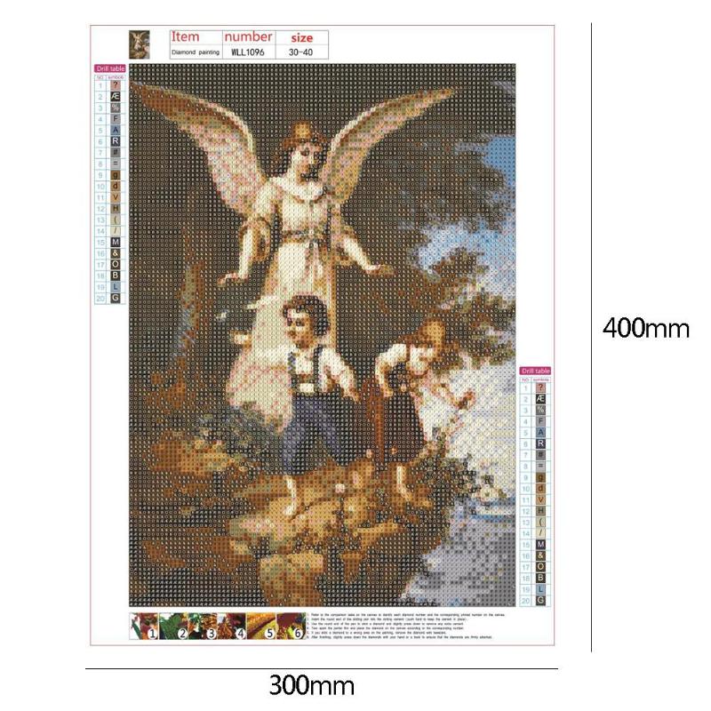 5D DIY Full Drill Diamond Painting Guardian Angel Butterfly Cross Stitch Needlework Kit Home Decor Oxidation Resistance 40*30cm: E