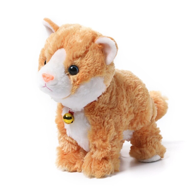 Elektryczny inteligentny pluszowy wokalny kot domowy chodzenie wypchane zwierzę zabawka smycz sterowanie elektroniczne interaktywne chodzenie machanie: Jezioro Niebieski