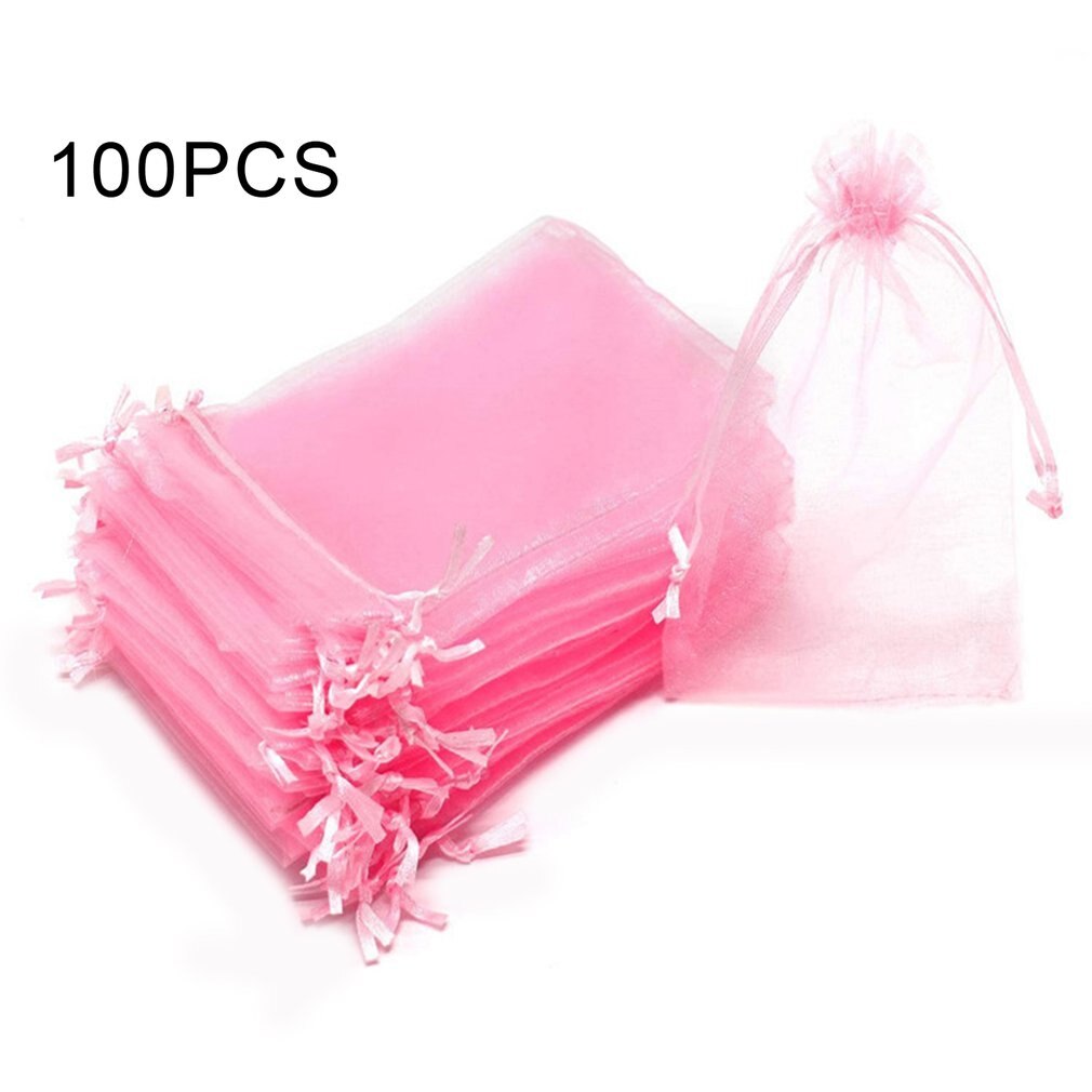 100Pc Organza Bag Jewelry Packaging Candy Wedding Party Goodie Packing Favors Cake Pouches Drawable Bags For Sweets: Deep Blue