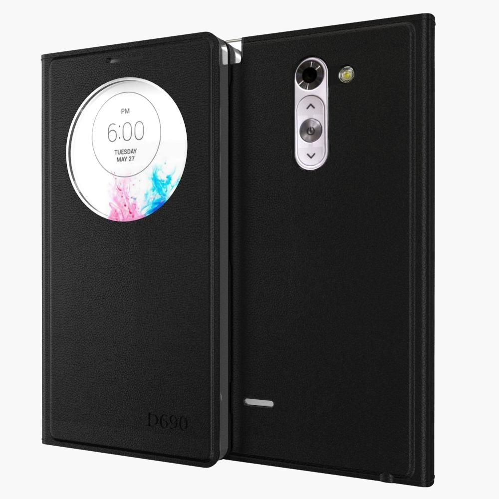 Window View Quick Circle Case For LG G3 Stylus D690 D690N Luxury Leather Flip Cover Case Cell Phone Bag