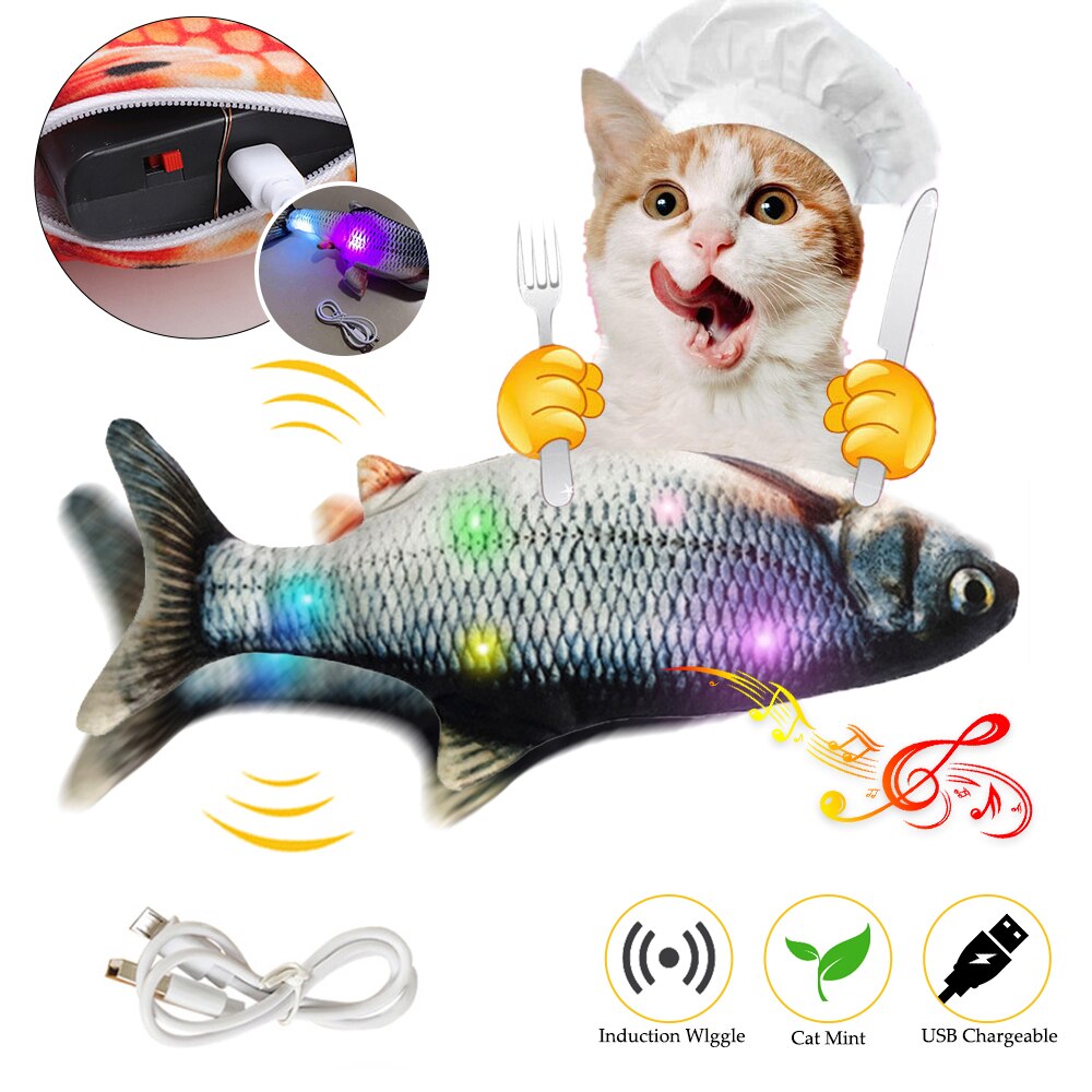 Pet Soft Electronic Fish Shape Cat Toy Electric USB Charging Simulation Fish Toys Funny Cat Chewing Playing Supplies Dropshiping: 9