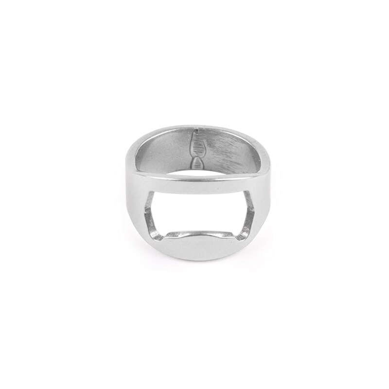 1PC multi-fonction en acier inoxydable doigt pouce couleur anneau forme bière décapsuleur anneau diamètre Chrome porte-clés: Silver