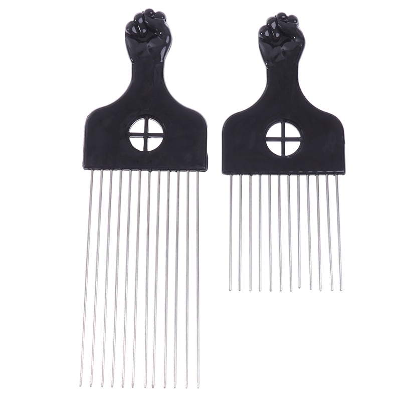 1PC Black Fist Afro Metal Comb African Hair Pik Comb Brush Salon Hairdressing Hairstyle Styling Tool Hair Accessories