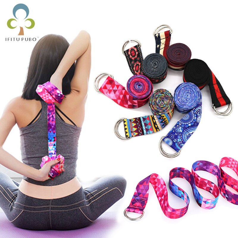 Vrouwen Yoga Stretch Strap Gedrukt D-Ring Belt Gym Oefening Touw Taille Been Weerstand Fitness Bands Yoga Riem Gyh