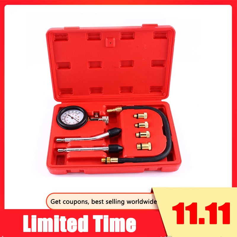 Automotive Motorcycles Petrol Engine Compression Test Gauge Tester Kit Tool Set