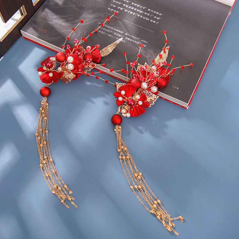 Jahrgang rot haarnadel, chinesische hanfu-haaraccessoires für damen, haarspange