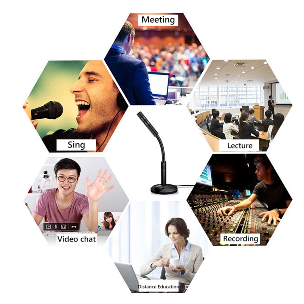 USB 3.5mm Desktop Microphone Universal Voice Recording Office Home Computer Meeting Microphone