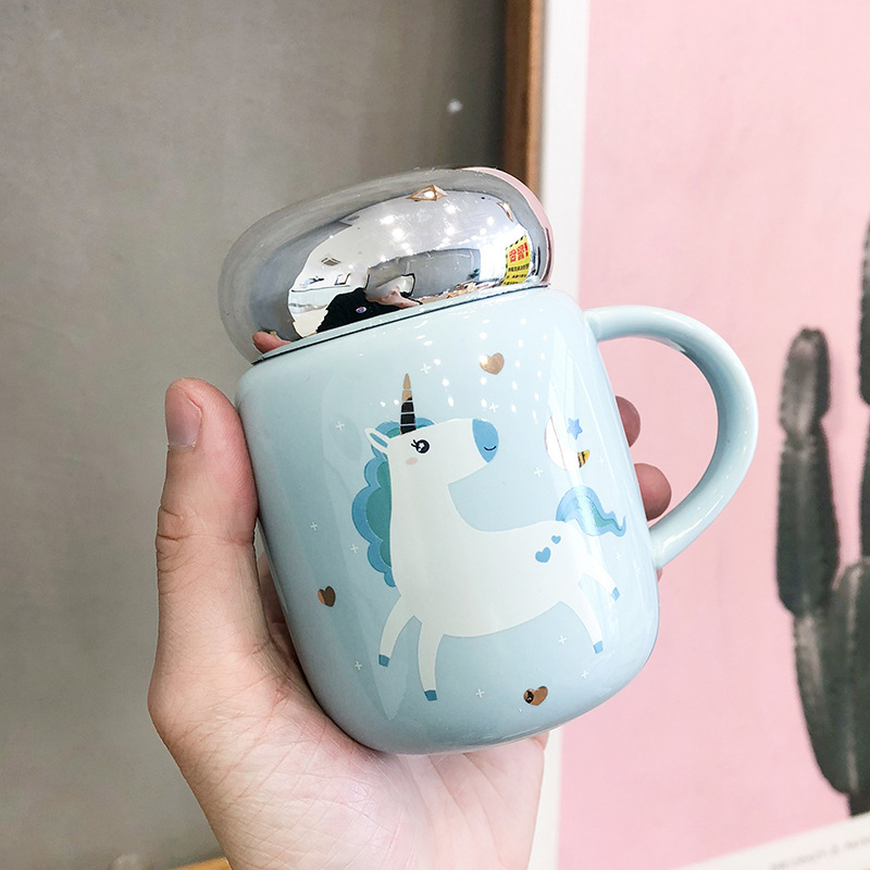 Krus til te store enhjørning krus kaffe krus til kontor kop med låg glas krus kamera linse: Blå måne