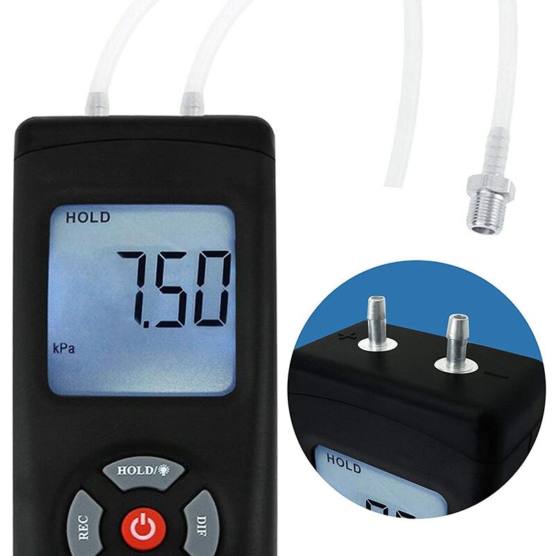 Digital Handheld Pressure Gauge with Backlight, 1-2 Duct Ventilation Air Condition System Measurement