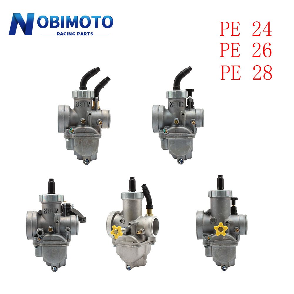 Carburador de motocicleta PE24 PE26 PE28, 24mm, 26mm, 28mm, deslizante plano, Manual, para Scooter, ciclomotor, ATV, Dirt Bike