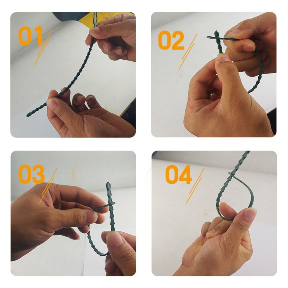 50 multi-purpose green garden lashing straps, self-locking plastic nylon garden wire ties, gardening fishbone ties