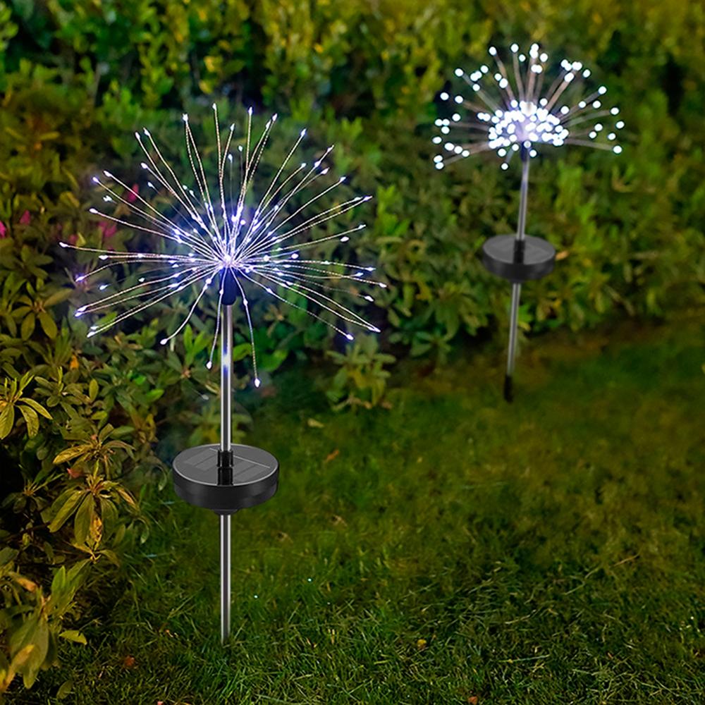 FENGRISE 150 LED Solar Garden Fireworks Light With Remote Control Christmas Outdoor Garden Path Lamp Outdoor Spot Decoration