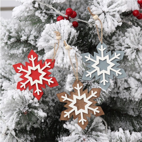 Nieuw Product Handgemaakte Hanger Houten Sneeuwvlok Kerstboom Hanger Leuke Ornament Decoratie Kerstboom Hoed