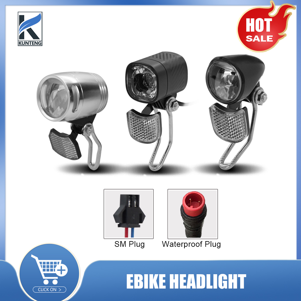 Feu avant de vélo électrique QD260 QD470 QD500 6-60V 2 broches SM/WP, phare LED pour accessoires de vélo électrique