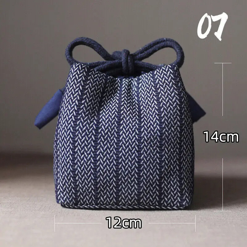 Teacup Bag Portable Travel Tea Set Storage Bag Tea Pots Four Or Six Cups Large Cloth Bag Outdoor Organizer Denim Organizer: PURPLE