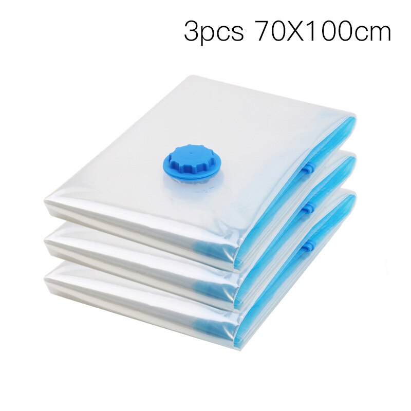 3Pcs Vacuüm Zakken Voor Kleding Opbergtas Met Klep Transparante Grens Opvouwbare Gecomprimeerd Organizer Ruimtebesparend Seal Packet: 3pcs-70X100cm