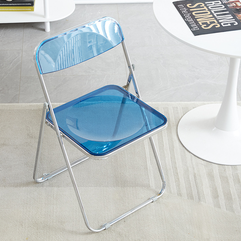 Silla plegable transparente, silla de comedor moderna y sencilla a la para el hogar, tienda de ropa acrílica, tienda de té de la leche, silla plegable de ocio: Castaño