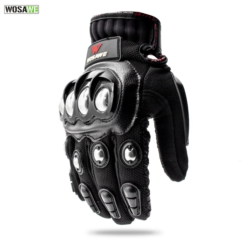 WOSAWE Rvs Motorhandschoenen Touch Screen Man PU Lederen Anti-slip Volledige Vinger Off Road Beschermende Racing Handschoenen