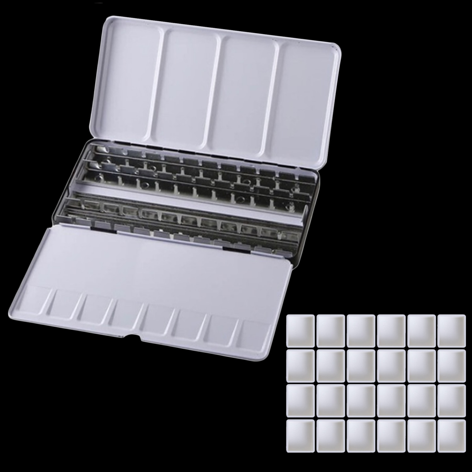 48 cintura vuote scatole per acquerelli pentole tavolozza vernice disegno scatola scatola impostato con 48 pezzi mezze padelle per bambini artista studente principianti