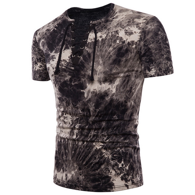 CALOFE Mannen Zomer T-shirt Zachte Hollow Korte Mouw Beachwear Top Tees Surfen Patchwork T-shirts Lace Up Tee Shirts Mannen