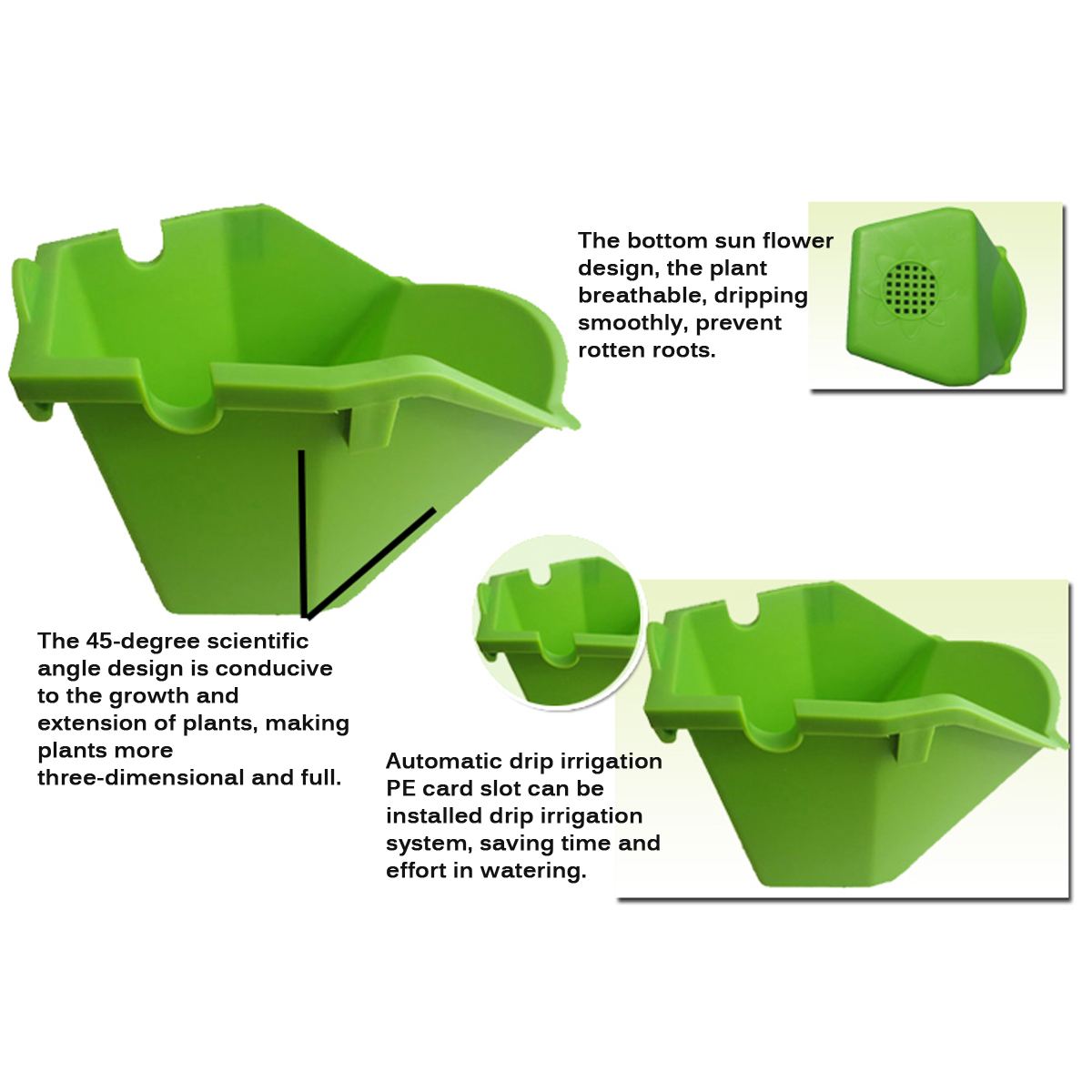 Stackable Vertical Planter Modern Hanging Flower Self Watering Flower Pot Wall Hanging Flower Planter Durable For Garden Balcony