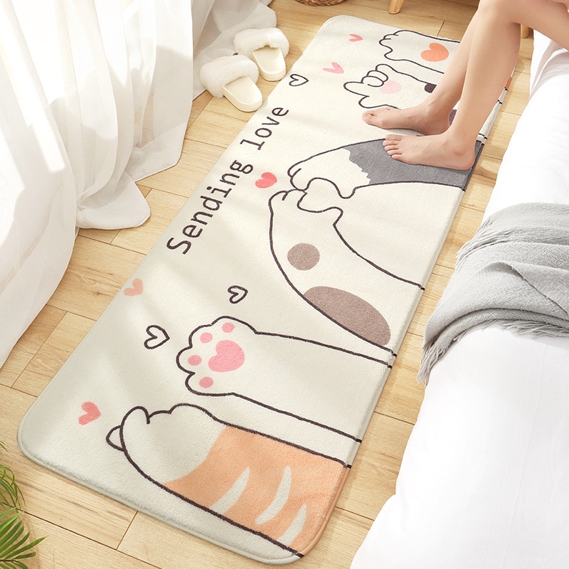Lamb Wool Long Carpet Bedside Decorative Floor Mats Bedroom Rugs Super Soft Plush Foot Mat Absorbent Non-slip Bathroom Door Mat: 60x160cm / 05