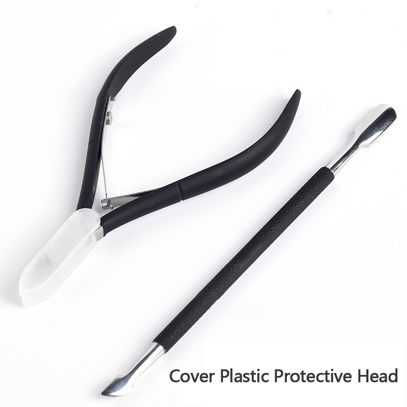 2Pcs Cuticle Trimmer Met Cuticle Pusher Cuticle Remover Cuticle Nipper Rvs Cuticle Cutter Manicure Tool Set TSLM1