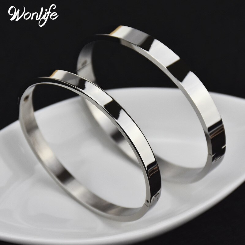 Wonlife Semplice Liscio Dei Monili di Coppia in Acciaio Inox Mutil-colore amante Pianura Bracciali e Braccialetti per le Donne Degli Uomini Regalo