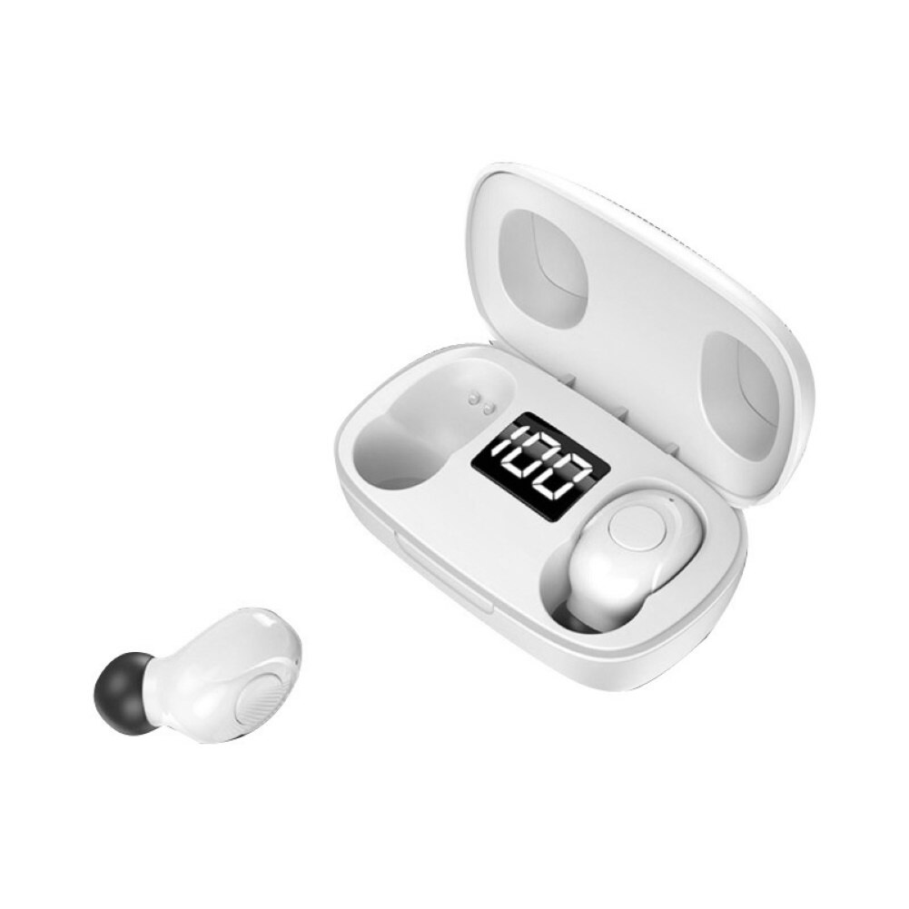 S9 TWS Bluetooth 5.0 sans fil Mini HiFi dans l'oreille écouteurs écouteurs pour iOS Android: WHITE