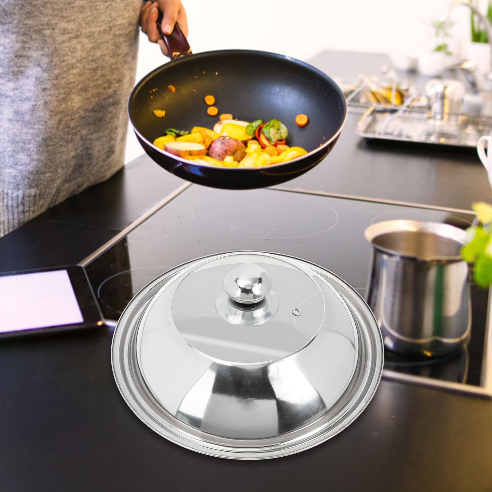 Kitchen Pot Stainless Steel Cover Pot Cover Kitchen Pot Accessory Kitchen Gadget